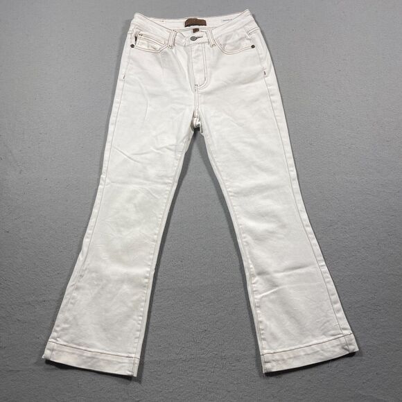 Judy Blue Jeans Women Size 26 High Rise Cropped Bootcut White Stretch Casual - Picture 1 of 11